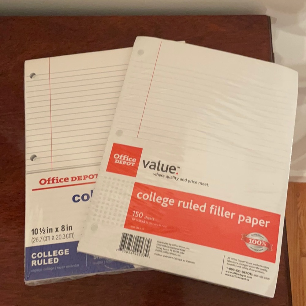 2 NWT Office Depot Notebook Filler Paper